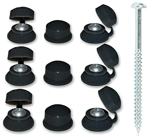 100, 2.5 (60mm) Corrugated PAN Head Roofing Screws and 100 Black Strap CAPS for Roofing Sheets