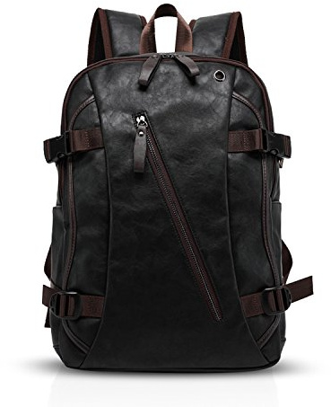 FANDARE Unisex Mochila Impermeable Bolsas Escolares Hombres Mujeres Mochilas Adolescentes Bolsas Escolares Ocio Daypack niños Bolsas de Viaje al Aire Libre Camping PU Pack, Negro Café, Large, Mochila