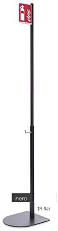 Kitpole - Piantana Porta Estintore colore nero 9005, base flat completa di ASTA e CARTELLO