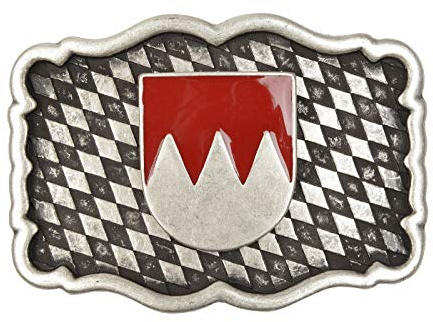 Tini - Shirts Frankenrechen - Franken-Fahne rot/weiss Gürtelschliesse - Buckle/Gürtelschnalle Tracht : Landeswappen - Grösse ca.: 7.3 x 5.2 cm