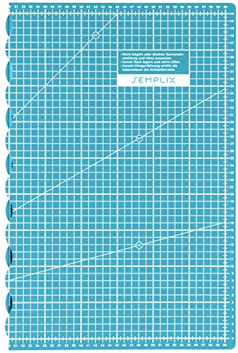 SEMPLIX faltbare Schneidematte A2 - Ideal für Bastel- Näh und Patchworkarbeiten (60 x 45 cm) (grau) (Türkis)