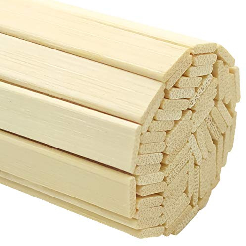 Worown 120 pcs 40cm Strong Natural Bamboo Strips, Wooden Craft Sticks, Extra Long Wood Strips for Craft Projects