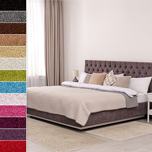 Floordirekt Shaggy-Bettumrandung Barcelona - 3-teilig - Shaggy-Kräusel-Optik - Hochflor Bettvorleger in vielen Farben (B: 67 cm | L: 1 x 330 cm + 2 x 130 cm, Beige)