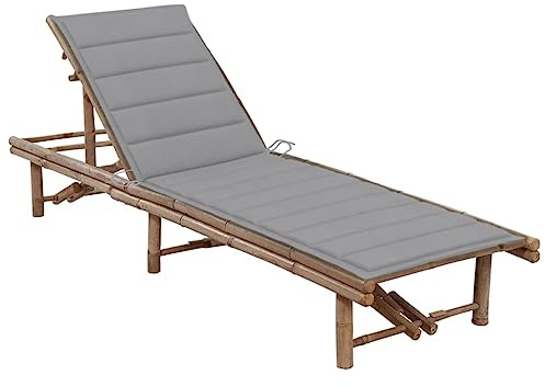 vidaXL Garten Sonnenliege mit Auflage Gartenliege Relaxliege Liege Gartenmöbel Saunaliege Liegestuhl Strandliege Freizeitliege Bambus