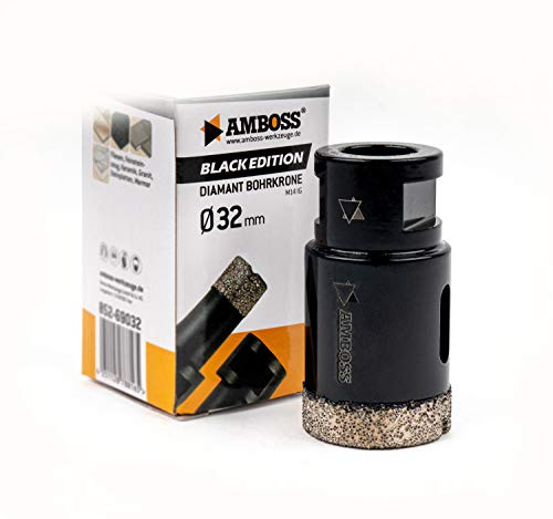 Amboss - Diamant Bohrkrone 32 mm (M14) für Winkelschleifer | Geeignet für Feinsteinzeug, harte Fliesen, Granit etc.