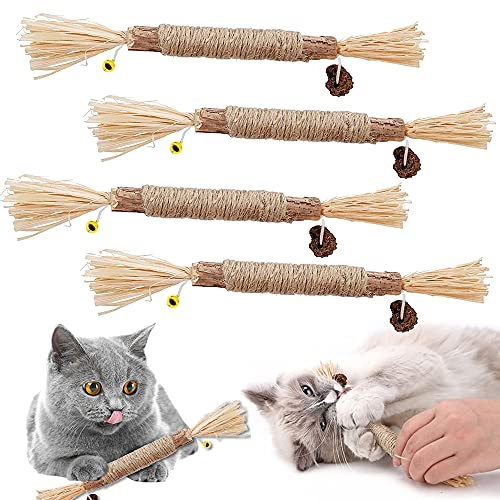TUIBEIDAMAI Matatabi Katzensticks,Katzensticks Zur Zahnreinigung,Kausticks Set,Katzenminze Spielzeug,Katzenminze Sticks Zum Schleifen von Zähnen,Für Katze Zu Spielen, Beißen, Kauen (6 Stück)