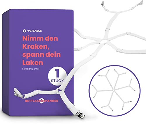 Haveable Bettlakenspanner Wohnmobil, Betttuchspanner verstellbar mit Clips | Betttuchspanner, Spannbettlaken Spanner, Topper, Camper, Wohnwagen, Matratzen ab 120 cm, elastisch, faltenfrei, Metallclips