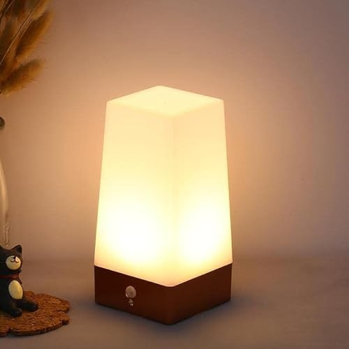 Andoer Lámpara de noche LED de escritorio con detector de movimiento PIR, lámpara de noche portátil con pilas para pasillo, cocina, dormitorio, baño, sala de estar