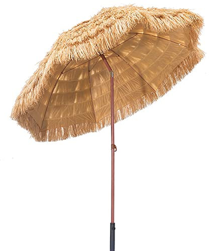 GGHBOY Garten Sonnenschirm Tropischer hawaiianischer Baststroh Sonnenschirm Strandschirm, Sonnenschirm/wasserdicht, runder Sonnenschirm Durchmesser 200cm/240cm/300cm (Size : 3m)