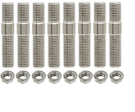 10mm M10 x 1,25 Abgasbolzen Gezahnte Muttern Bolzen Schrauben Edelstahl Verteiler Bolzen Radmuttern (Color Name : 8sets)