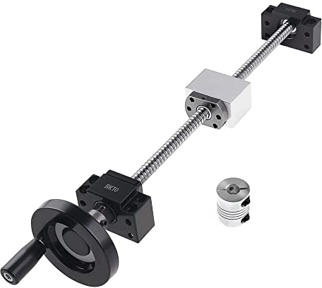 CNCYEAH SFU1204 Husillo de bolas de 250 mm con deflector de metal + tuerca de volante BK10/BF10 rodamiento de soporte final + carcasa de tuerca de husillo de bolas + acoplamiento de 6,35 x 8 mm para