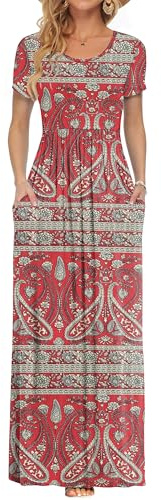 AUSELILY Maxi Dress for Women - Summer Casual Long Dresses for Ladies with Pockets