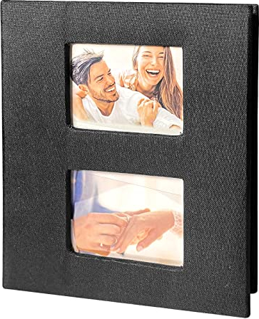 Uootach Fotoalbum Einsteckalbum 6 Zoll 10x15 200 Fotos(50 Blatt/100 Seiten, kann 200 Fotos aufnehmen) Großes Leinen-Stoff-Album, Fotoalbum für Familie, Hochzeit, Geburtstagsgeschenke (Schwarz)