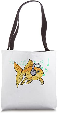 Goldfish Headphones Music Notes Musician Clef Tote Bag
