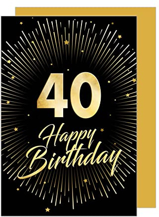 Edition Seidel Premium Glückwunschkarte zum 40. Geburtstag mit Umschlag. Geburtstagskarte Grusskarte Billet Karte Happy Birthday Mann Frau (GZ345-40 SW023)