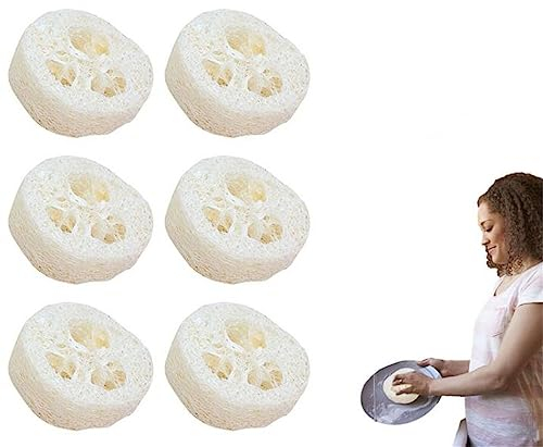 Boîte à Savon Luffa Naturel - 6 Pièces Porte Savon Éponge de Savon Écologique avec Support Antidérapant pour Douche, Bain et Cuisine