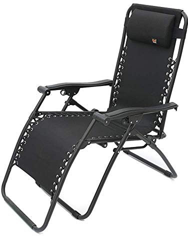 Patio Lounger Deck Chair in Garden &Outdoors Folding Zero Gravity Chair Portable Reclining Lawn Chairs Supports 200kg