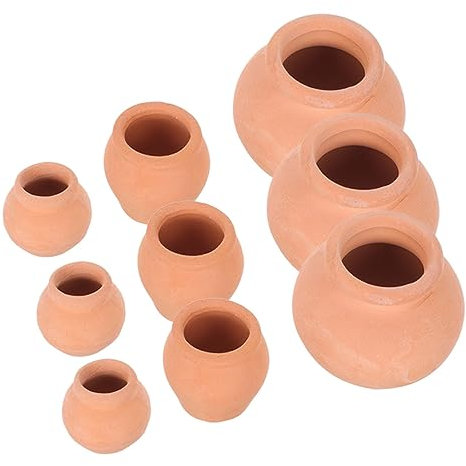 EXCEART Macetas de Cerámica Redondas Beige de 9 Piezas para Suculentas