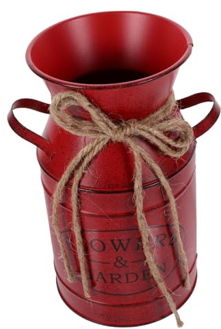 HOMSFOU Vase À Fleurs Rustique en Fer 7.48X3.94X3.94 Pouces Seau Vintage Décoratif pour Fleurs Séchées Bouquet Plantes Intérieur Maison Bureau