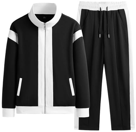 Duohropke Sportanzug für Herren 2-Teiliges Set Trainingsanzug Jogginganzug Männer Langarm Jogging Anzug Reißverschluss Sweatjacke+Fitness Sporthose Übergröße Freizeitanzug