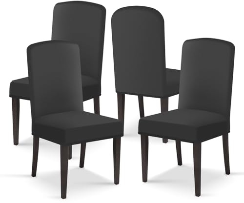 GLGHMH 4 Pack Premium Dining Chair Covers, Black Stretch Removable Washable Seat Covers, Stretch Dining Chair Slipcovers for Dining Room Restaurant Hotel Banquet Party