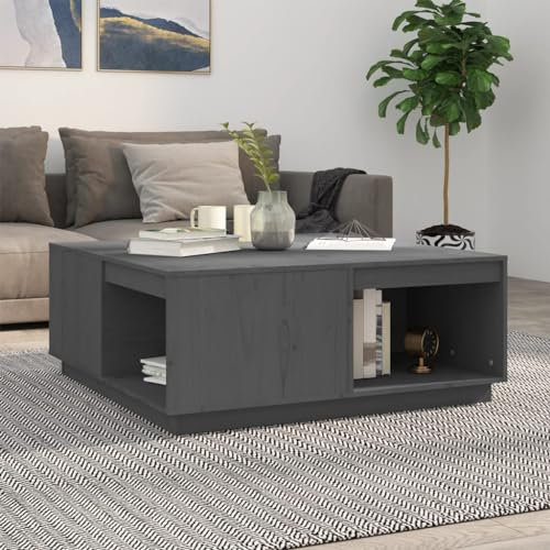 BUKSCYJS Couchtisch Mit Schublade,Moderne Couchtischecouchtisch Grau 100x101x40,5 cm Massivholz Kiefergeeignet FüR Wohnzimmer, Neben Dem Sofa, Arbeitszimmer, Konferenzraum