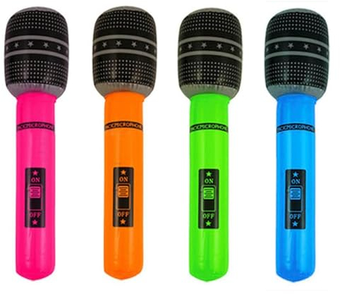 Micrófono Inflable,4pcs Micrófonos Inflables Micrófono de Juego de Simulación Inflable de los Instrumentos Musicales Accesorios de Fiesta para Retro Party Boda Cumpleaños Carnaval