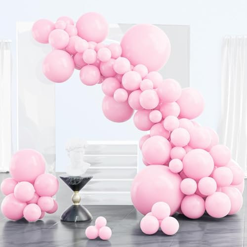 PartyWoo Palloncini rosa, 102 palloncini rosa pastello di diverse dimensioni, confezione da 45,7 cm, 30,5 cm, 25,4 cm, 12 cm, palloncini rosa per ghirlanda di palloncini come decorazioni per feste,