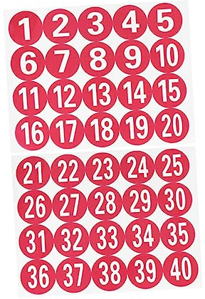 NUOBESTY 40stücke Selbstklebende Nummernaufkleber Rot Dekorative Zahlen Für Geschenktüten Scrapbooking Verpackungen Und Mehr Für Feste Und Besondere Anlässe