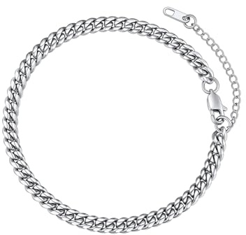 FaithHeart Fußkettchen für Damen, Sommer Strand Fußkette 22cm lang, Silber Gold Schwarz KnöchelKette, Massive Panzer Fußschmuck mit Geschenkbox für Geburtstag Valentinstag