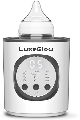 LuxeGlow Fast Baby Bottle Warmer for Breastmilk and Formula,10-in-1 Functionality Intelligently Heating, Accurate Temperature Control, Sterilizing, Travel-Friendly Design for All Bottle Sizes