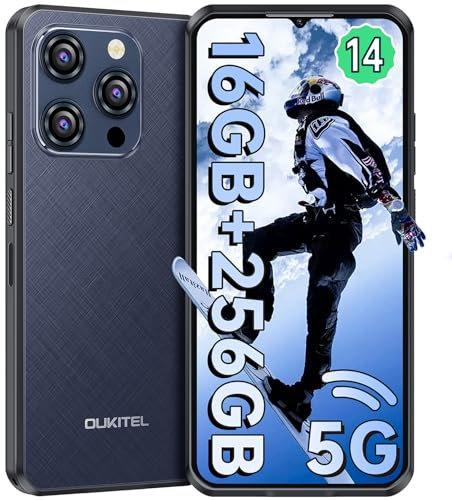 OUKITEL WP52 Movil Irrompible 5G - 6.6'' HD+ Pulgadas con Corning Movil Irrompible Android 14, 16GB+256GB (2TB Ampliable), Batería 6500mAh Smartphone, Cámara 48MP+8MP, Face ID, NFC/OTG/BT5.2/OTG,Azul