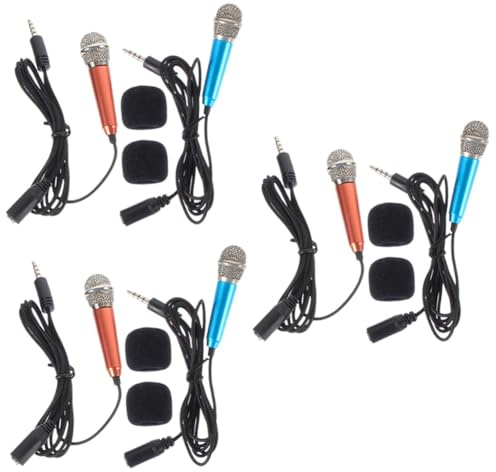 ibasenice 6stücke Mini Mikrofon Für Handy Tragbares Kompaktes Mikrofon Für Smartphone Tablet Für Gesang Interviews Ktv Hochwertiges Langlebiges Einfache Verbindung Klarer Sound