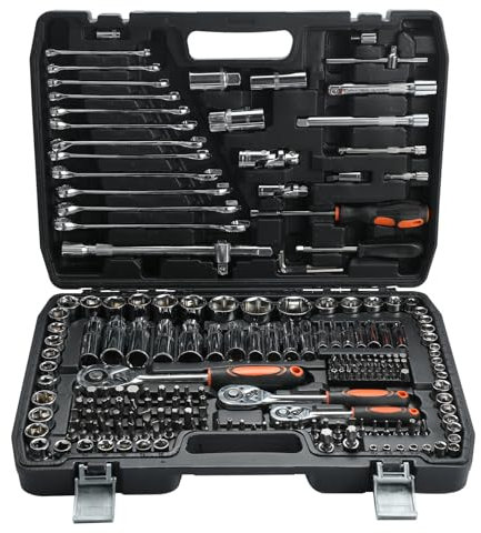 ZHTAISOU 216 PCS Socket Spanner Set,1/2 1/4 3/8 Drive Ratchet Wrench,CR-V Mechanic Tool Set with Quick-Release Ratchet Wrench,Spanners, Bits Set,Hex Key for Car Repair