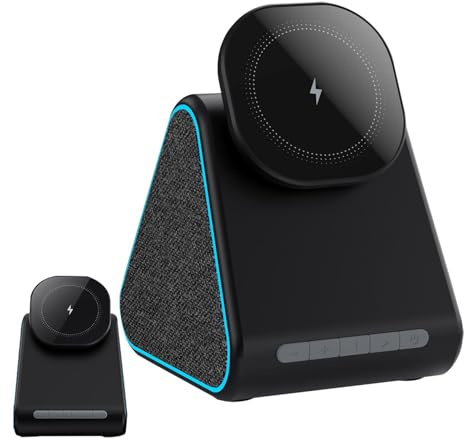 usefulbeauty Caricabatterie senza fili magnetico, altoparlante caricabatterie senza fili, stazione di ricarica per telefoni cellulari con altoparlante senza fili, supporto di ricarica per telefono con