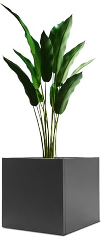 BraveeFly Maceta cuadrada para plantas, 60 x 60 x 60 cm, para interior-exterior, maceta de jardín, maceta cubo, gran maceta para terraza, patio, jardín, patio (negro)