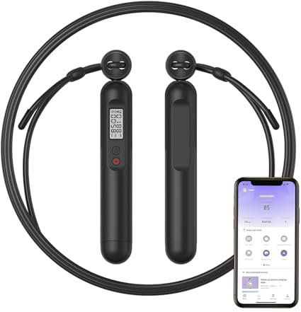 Fitdays APP Springseil mit Zähler, intelligentes gewichtetes Springseil für Training Fitnessübungen, verstellbares Sprungseil für Anfänger und Profis, Jump Rope mit APP-Datenanalyse, Kalorienverbrennu