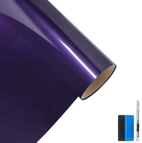 NewL Piano-schwarze Vinylfolie mit Luftkanälen, hochglänzend, für Autodach und Motorrad, Rolle (Lila, 50 cm x 150 cm) | Ultra-Hochglanz-Optik, Montagewerkz. inkl., Luftablass-Technik, blasenfrei verlegb., für Auto Dach Flügel Säule Motorrad