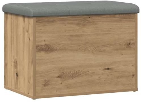 vidaXL Förvaringsbänk hantverksmässig ek 62x42x45 cm konstruerat trä, hallbänk, skoförvaring, bänk med förvaring, hallbänkar, bänk med skoförvaring