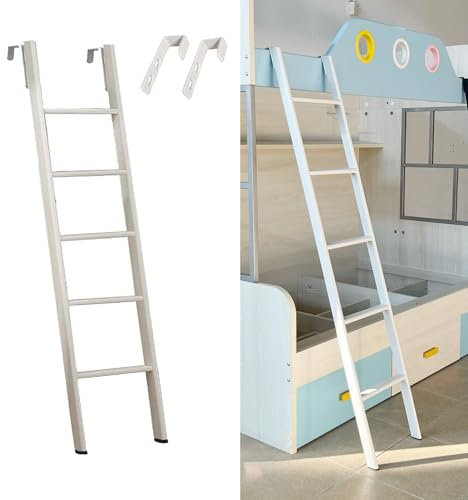 Hochbett Leiter 116/130/140/150/160/170/180/185 Cm Metallleiter für Etagenbetten, Wohnmobil-Loftleitern für Doppeletagenbetten mit Haken, Kellerleiter Zum Dachbodenklettern/ Fluchtleiter(160cm/63)