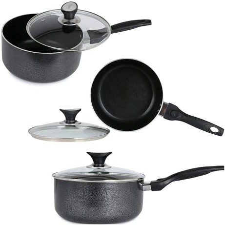 Induction Non-Stick Milk Pan with Glass Lid: Perfect Small Saucepan for Cooking, Sauces, and Induction Hob Kitchens - Versatile Non Stick Saucepan in Premium Pots and Pans Collection (20cm)
