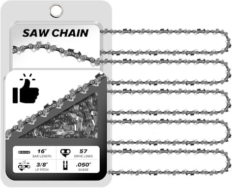 5-Pack Chainsaw Chain for 16 Inch (40cm) Bar, 57 Drive Links, 3/8 LP 0.050 Gauge,Saw Chain fits for Titan, Black & Decker, Einhell, Ryobi, Oregon and More (91PJ057X) and Other Chainsaws