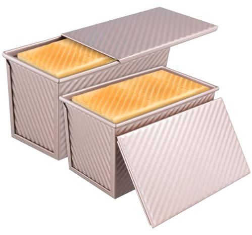 SYUTBOU 2 Stück Brotbackform mit Deckel Set, 19x9,5x8cm/21x12x11cm Klein Kastenform, Toastbrotform für Brot & Toast Backen