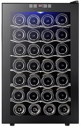 TT-YEC 28 Bottle Wine Cooler Refrigerator with Digital Controls, Undercounter Single Zone Red And White Wine Chiller, Home Beverage Refrigerator, Black Stainless Steel,C