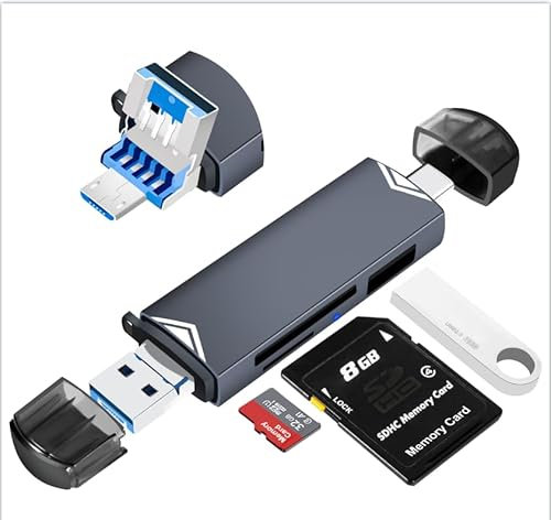 YIIFELL Lettore Schede SD 3 in 1, Lettore SD Card USB C/3.0 e Micro USB per MMC/TF/SDXC/SDHC/Micro SDXC, Compatibile con iPhone 16/15, iPad Pro, Galaxy S24/S23, MacBook, PC e Tablet