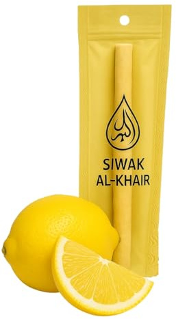 Siwak Aromatizzato – Bastone Miswak Gusto A Scelta Menta, Chiodi di garofano, Limone o natura | Alternativa ecologica allo Spazzolino da denti (Giallo - Limone, 1 SIWAK)