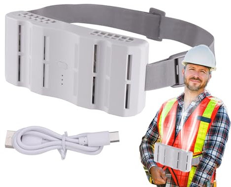 Waist Fan, Belt Clip Personal Cooling Device, Rechargeable Gadget with Powerful Airflow, 3-Speed Travel Accessory for Hiking, Construction, Outdoor Jobsite Use, 6.69x2.95x1.38 inches