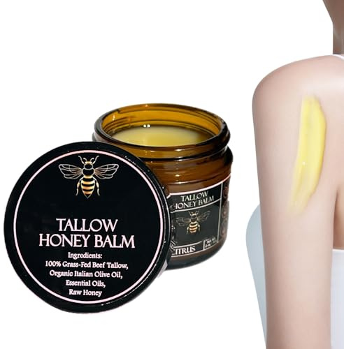 Balsamo al burro e miele, Balsamo al burro per il corpo, Crema Viso al Burro e Miele, Crema di miele di sego di manzo, Crema idratante, Profondamente Nutriente, Idratante E Anti-Età, 100g