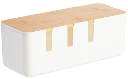 doyandader Aufbewahrungsbox für Kabel | Verdeckungsbox für Kabel | mit Deckel aus Holz für USB-Hub Mehrfachsteckdose Büro Wohnzimmer TV Computer Haus