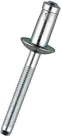 Lot de 50 rivets aveugles à grande bride en acier au carbone 6,4 mm x 10,5 mm Fixations durables pour bois, métal et projets de bricolage